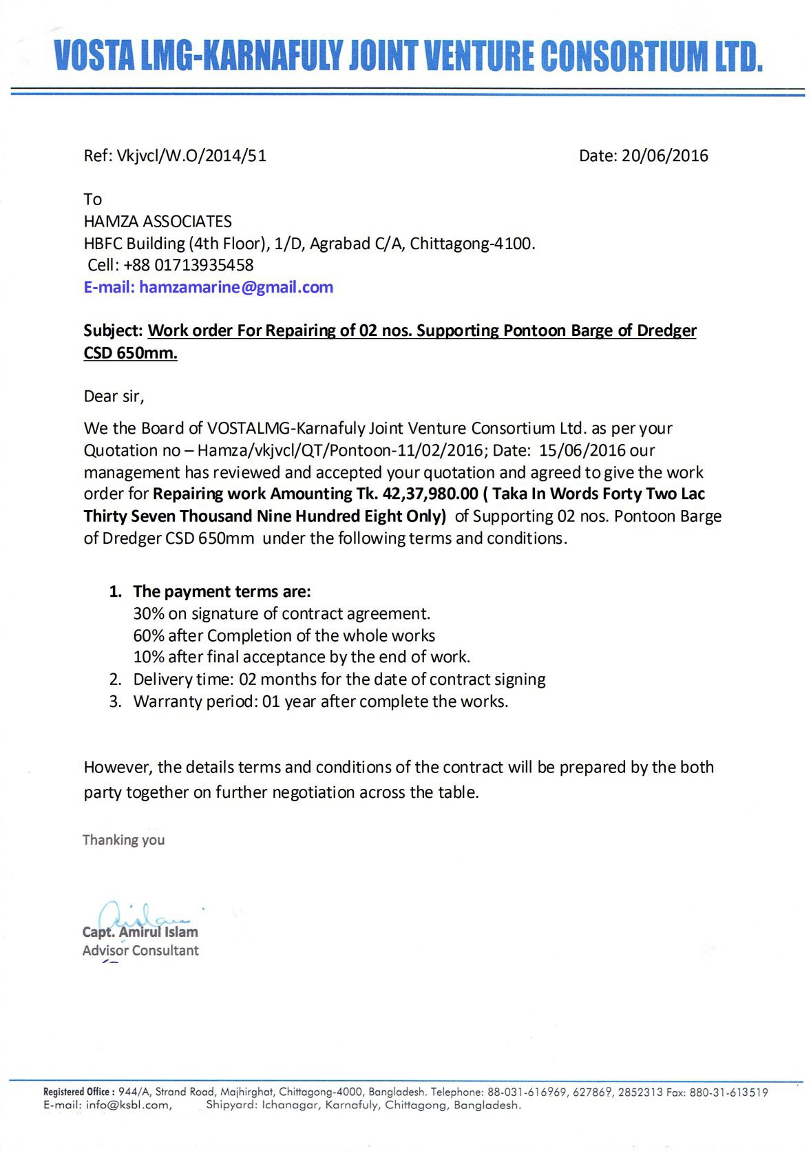 Vosta LMG Karnafully Joint Venture Consortium Ltd